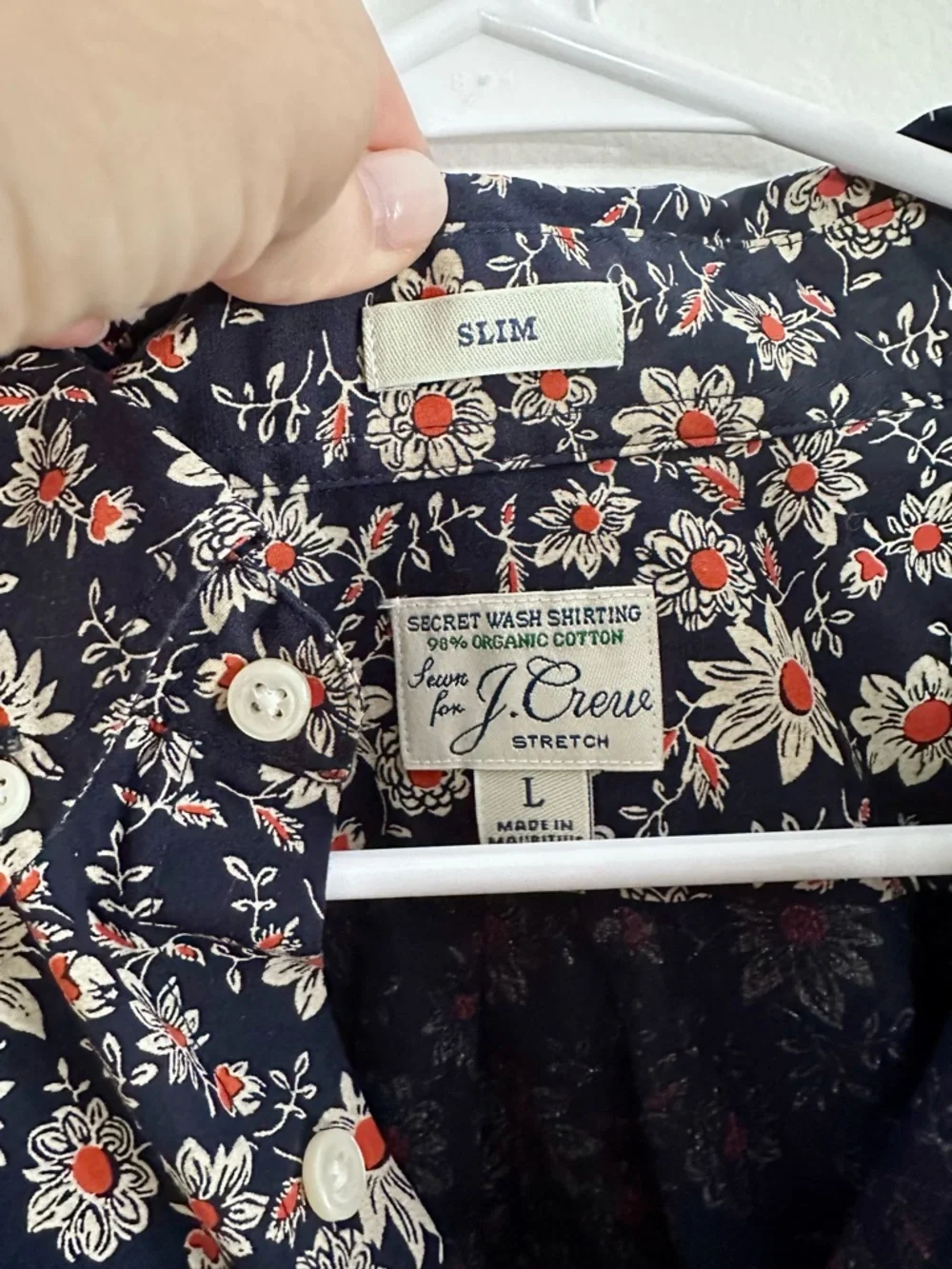 J Crew Men’s Secret Wash Button Down Organic Cotton Floral Shirt Large